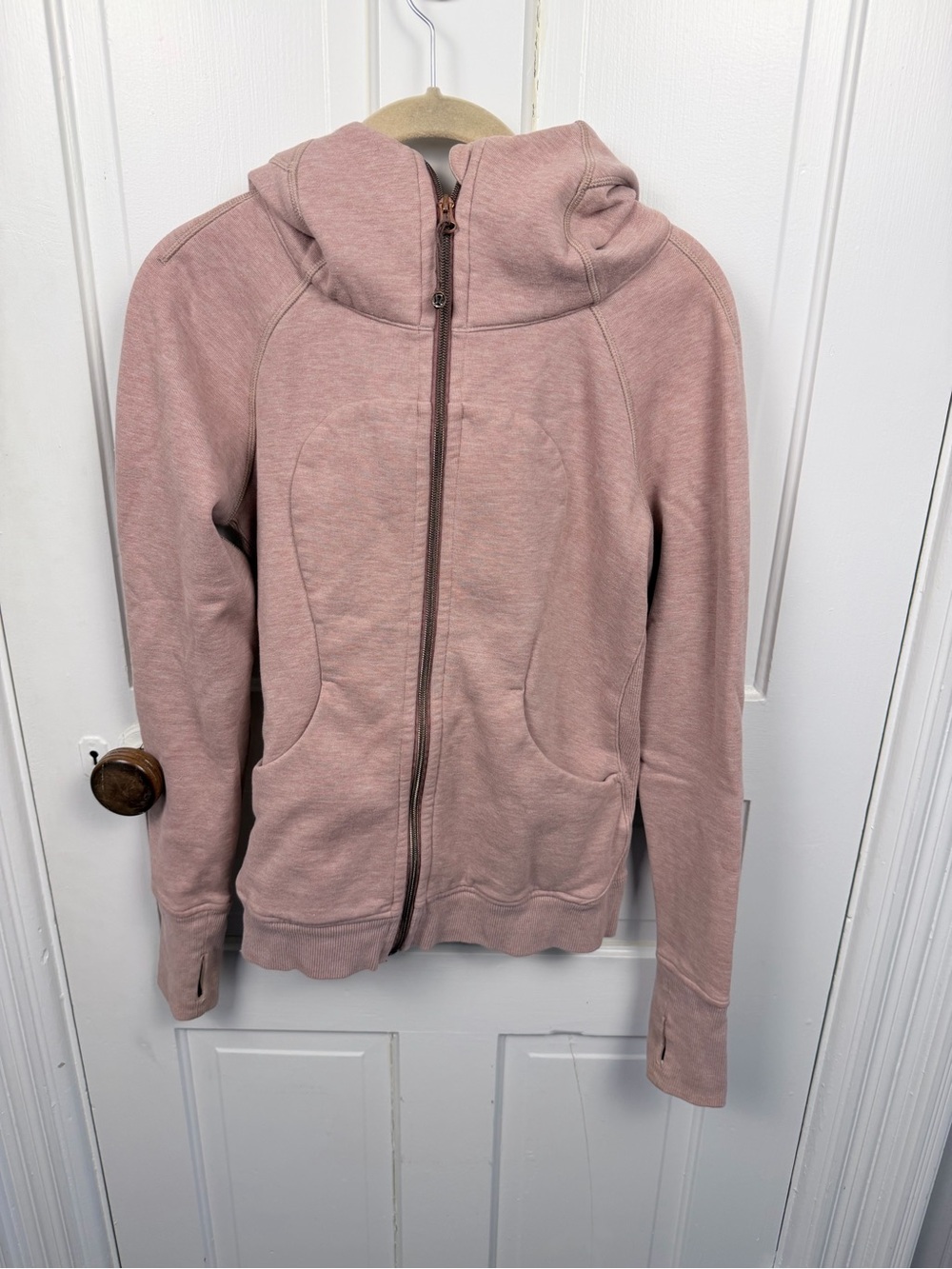 lululemon athletica dusty rose zip-up hooded jacket